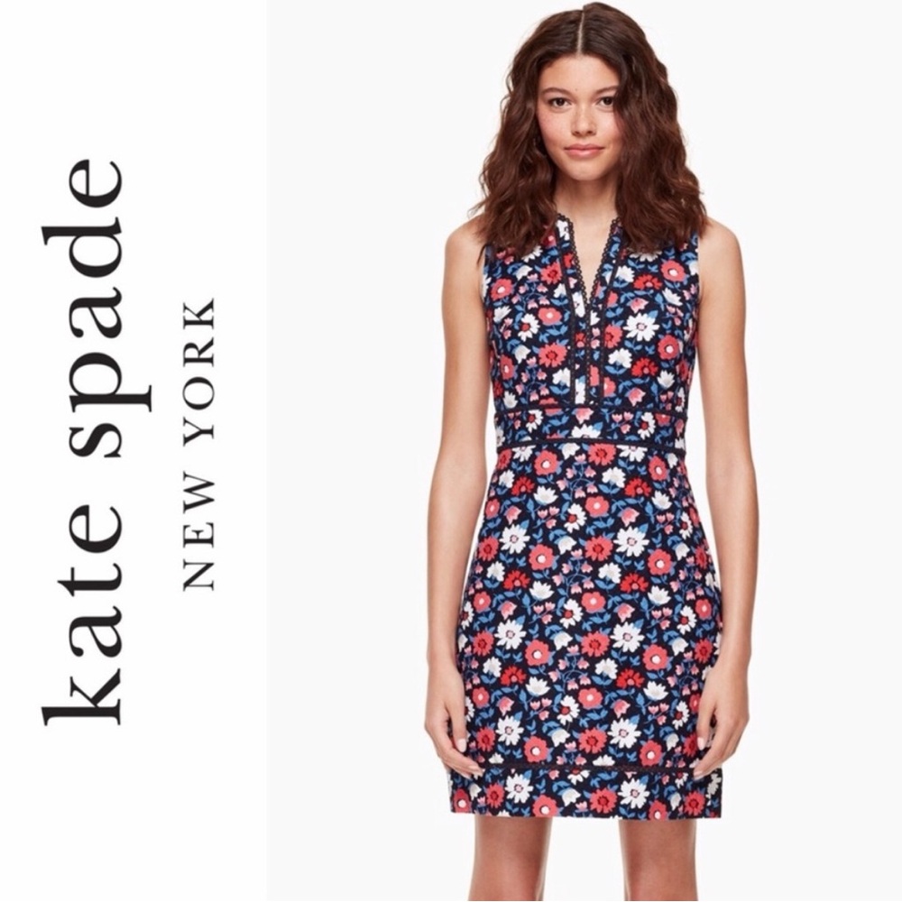 Kate Spade Navy Floral Mini Daisy jacquard sheath dress, 2